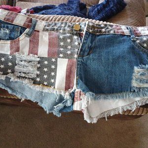 Short shorts red white and blue women's